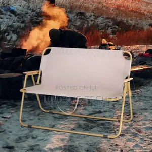 Portable Double Seat Camping Chair With Wooden Armrest