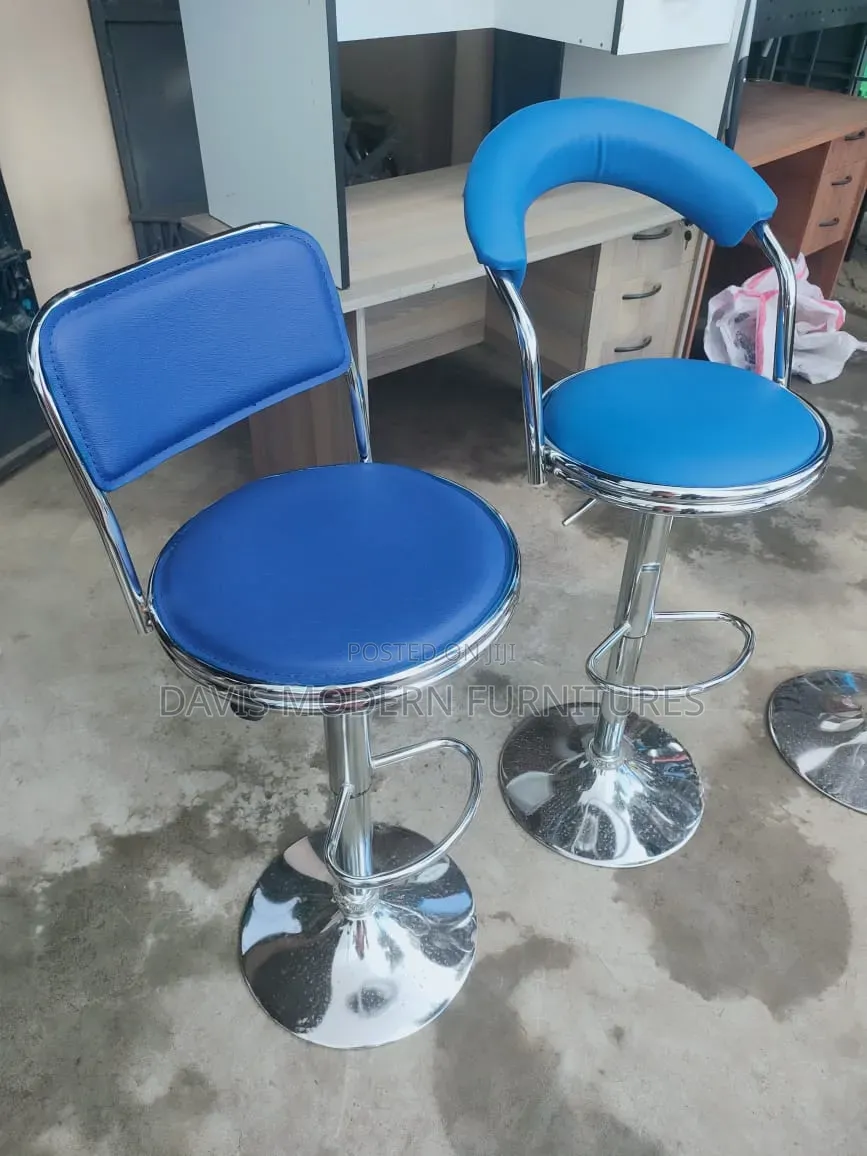 Adjustable Blue Pu Leather Bar Stools