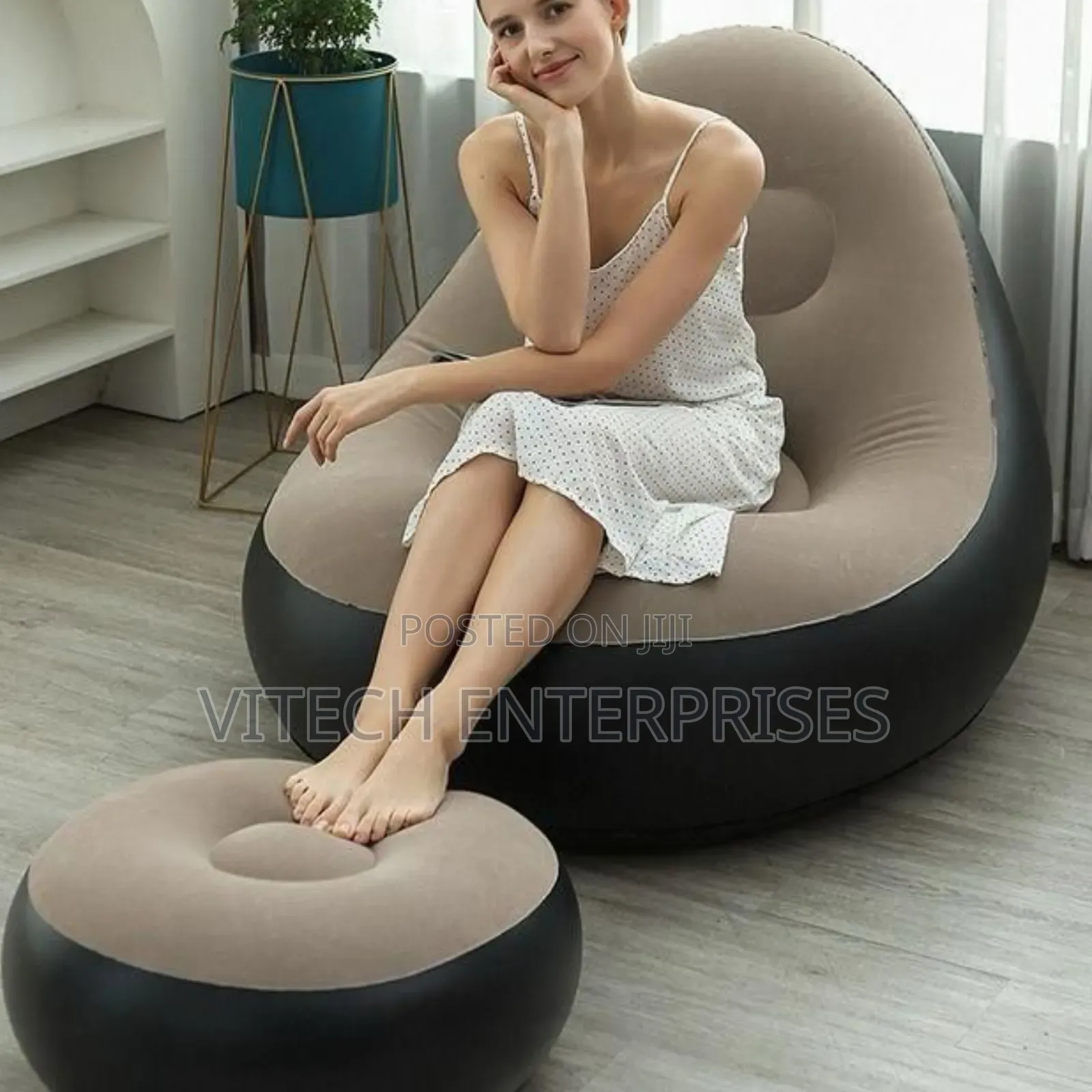 Inflatable Lazy Sofa Bed With Foot Step