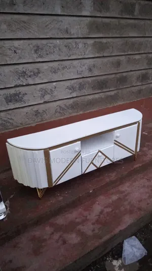 Modern White and Gold Tv Stand