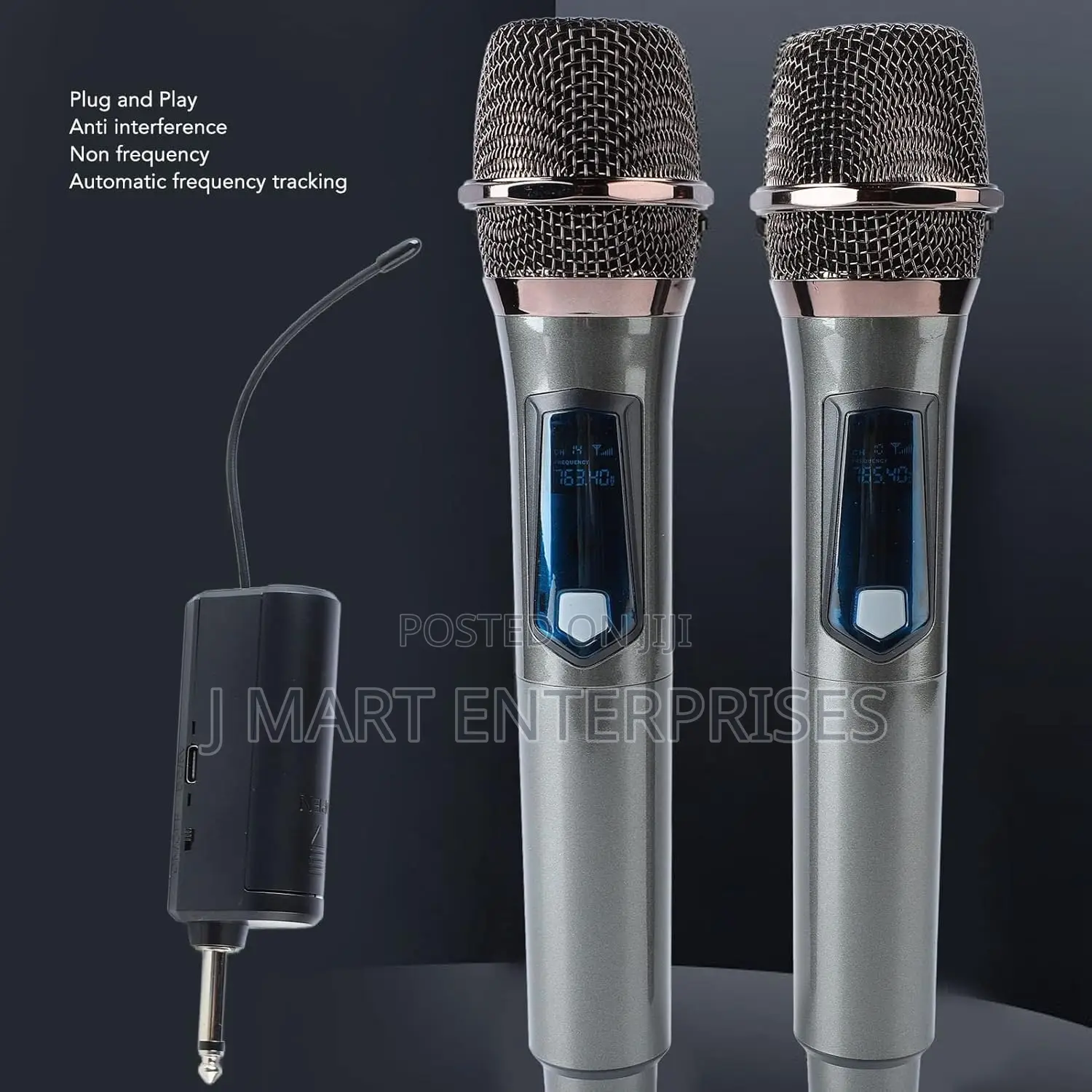 Professional Wireless Microphone Dual Uhf Cordless Dynamic Mic