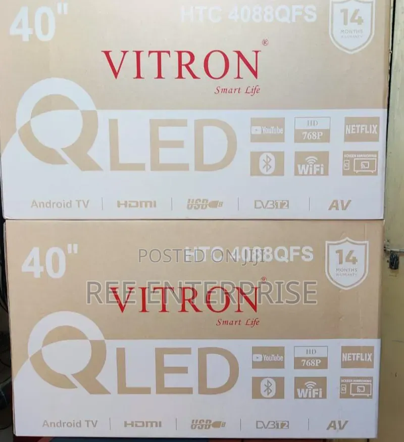*Vitron 40" Qled Smart Android Frameless With Bluetooth