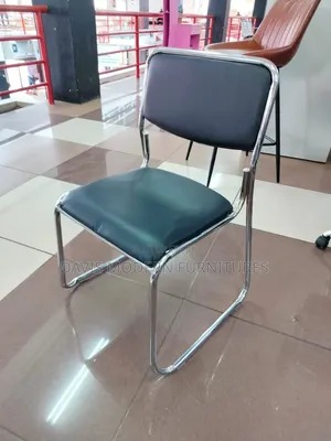 Armless Black PVC Leatherette Chair