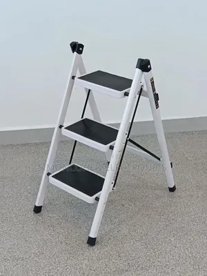 3 Layer Metallic Black White Metallic Step Ladder