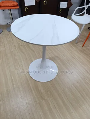 Marble -Top With Glossy White Base Table