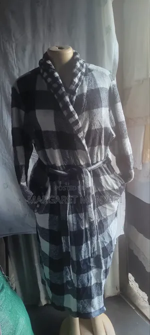Checked Black and White Dressing Gown