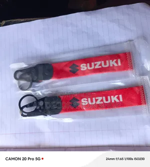 2pc Red Suzuki Motorists Cotton Fabric Keyholder Tags