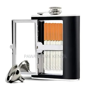 Stainless Steel Hip Flask With a Cigarette Storage