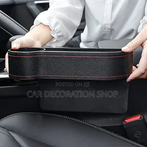 1pc Leather Car Console Side Organizer Gap Filler With Cup Holder