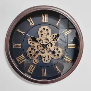 40 Cm Industrial-Style Moving Gear Wall Clock Ft Oman Numerals