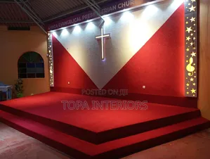 Non Fluffy 4m Wide Easy to Clean Red Church Altar Carpets Installation