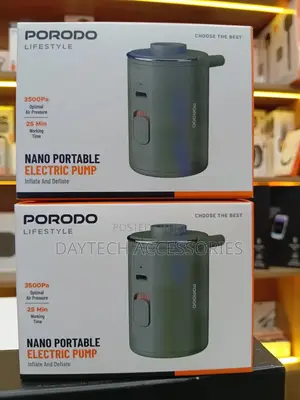 This Is a Porodo Lifestyle Nano Portable Electric Air Pump in Green.