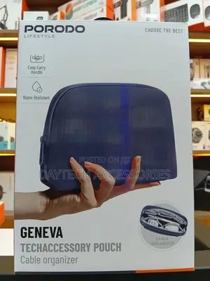 This Is a Porodo Lifestyle Geneva Tech Accessory Pouch in Blue.