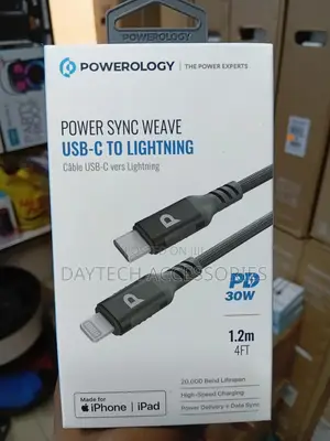 Powerology Power Sync Weave Usb-C to Lightning Head Cable Pd 30w