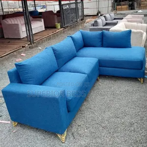 5 Seater Blue L Shape Sofa