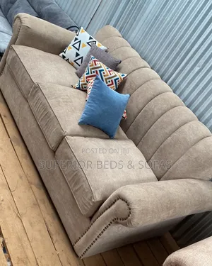 3 Seater Brown Sofa + Pillows