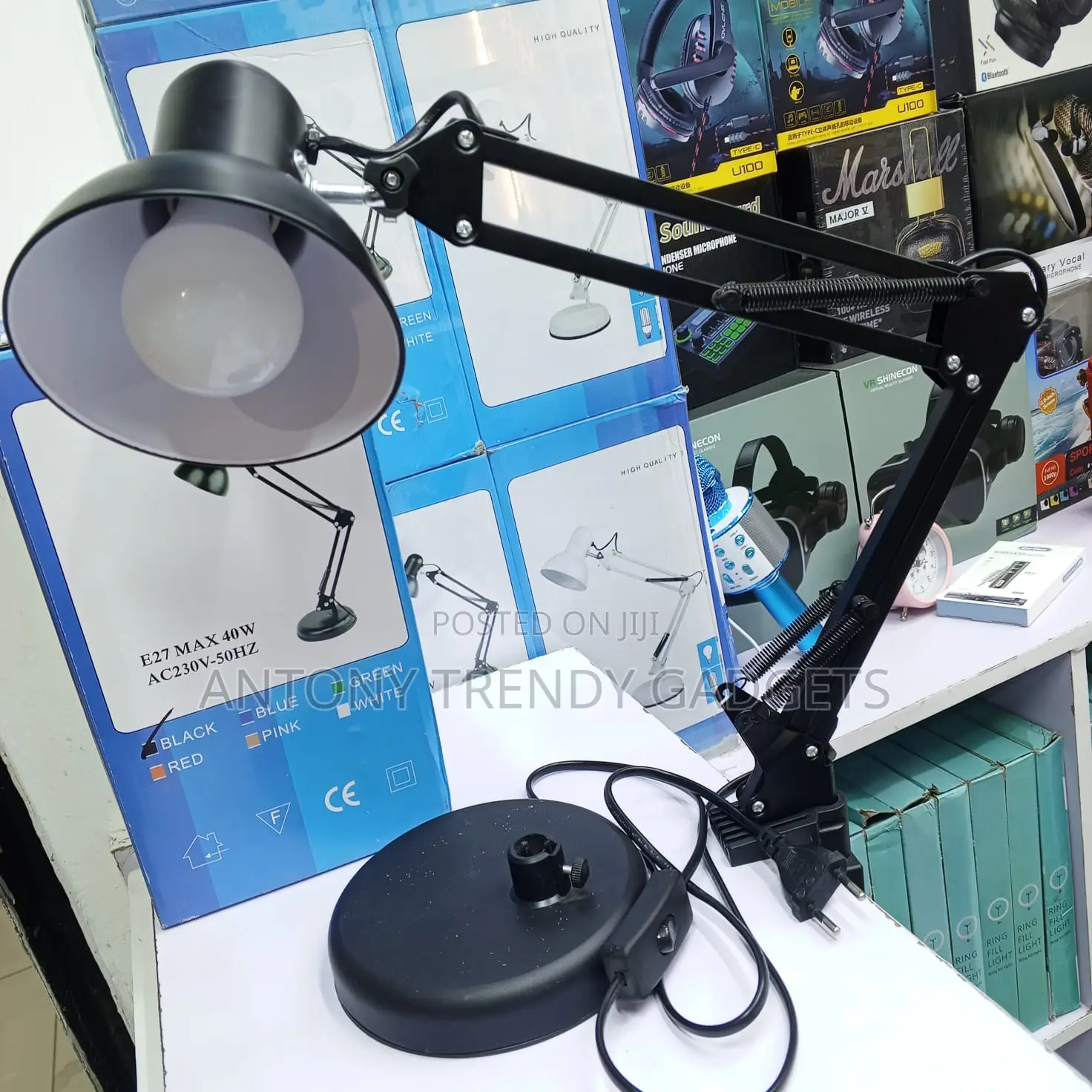 Adjustable Architect Desk Lamp Black Metal Clamp Light