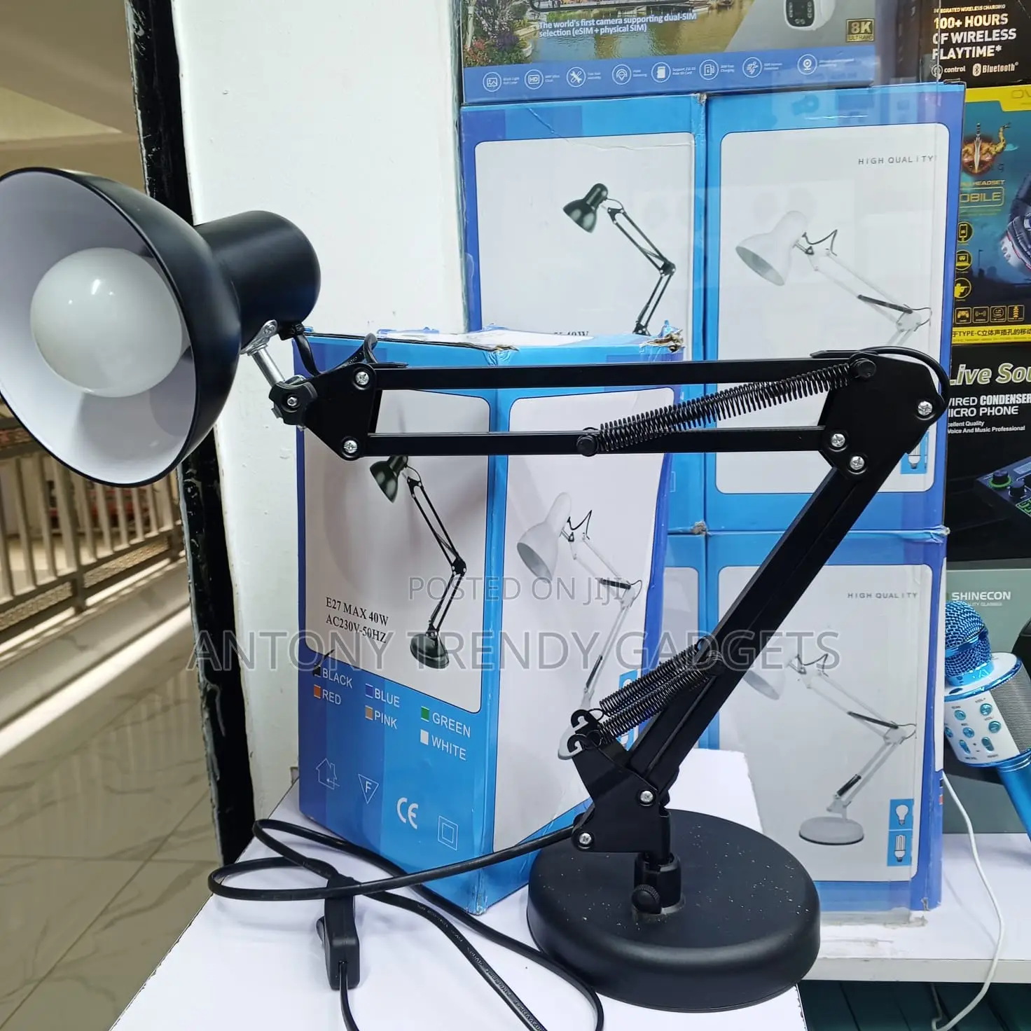 Adjustable Architect Desk Lamp Black Metal Clamp Light