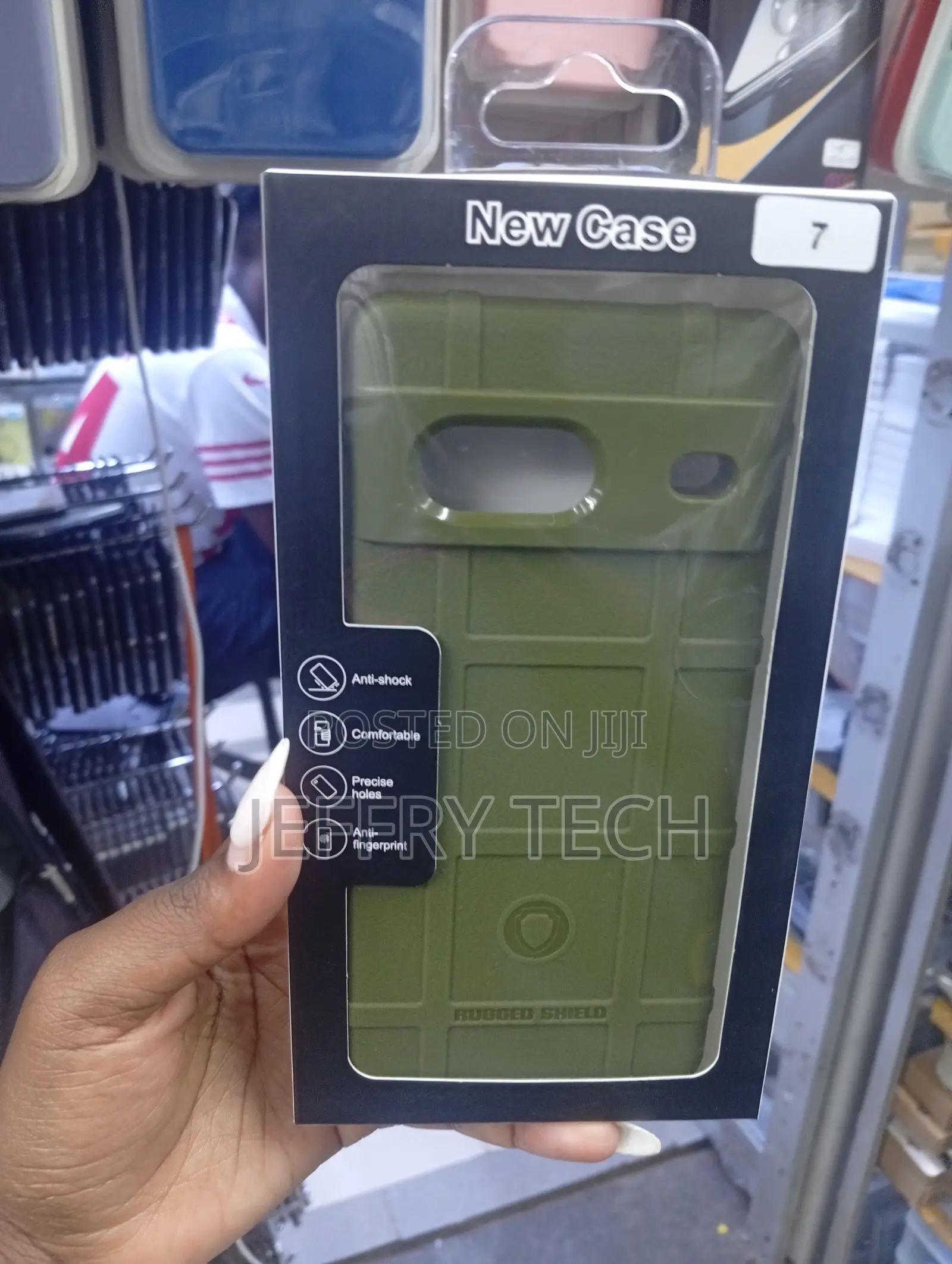 Google Pixel 7 Rugged Shield Case in Olive Green.