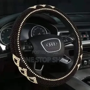 Black Leather Base Adorned Sparkling Rhinestone Decorative Steer Cover