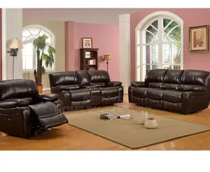 Home Sofa: 6 Seater High End Brown Leather Sectional Recliner Sofa