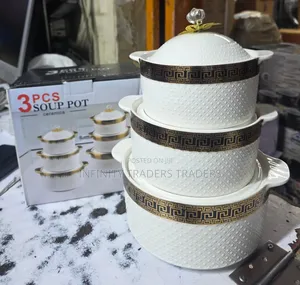 3 PCS Ceramic Soup Pots