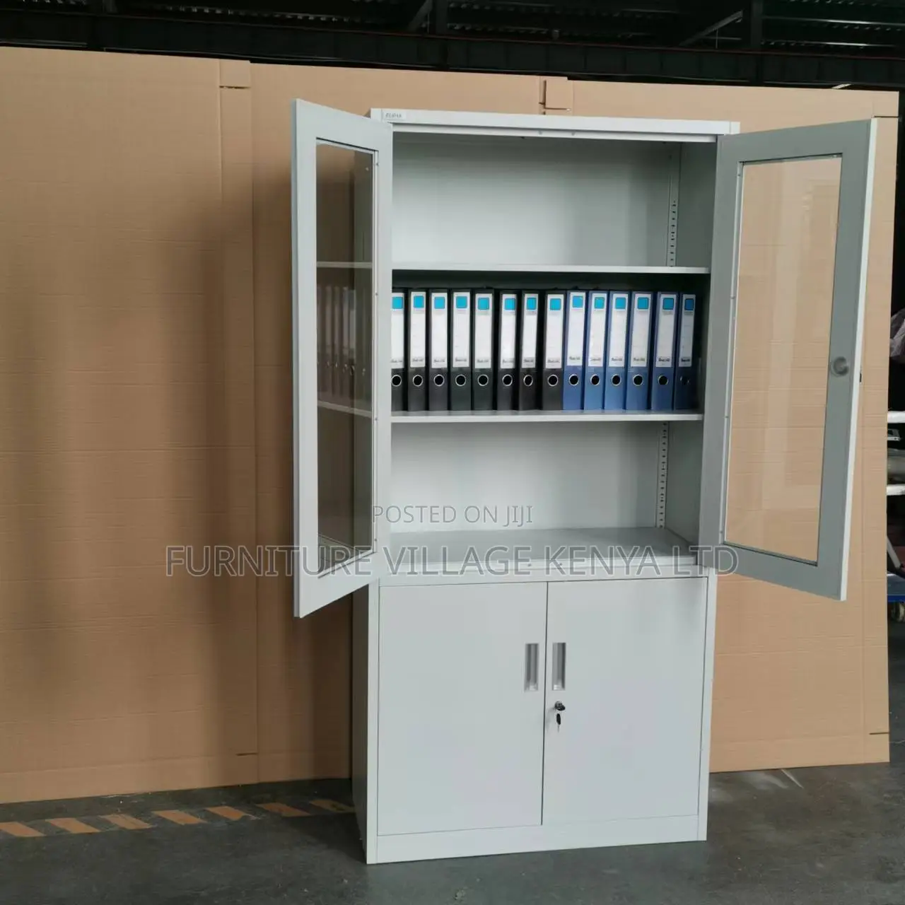 2-Door Glass Front Modern Office File Cabinet