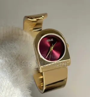 Luxury Gold-Toned Cuff Bracelet Ladies Wrist Watch