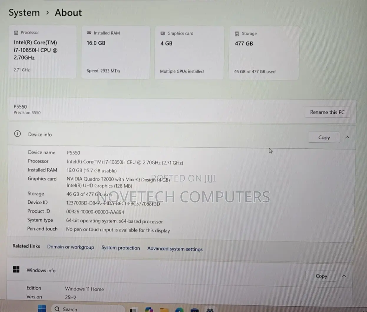 Laptop Dell Precision 5550 16GB Intel Core i7 SSD 512GB