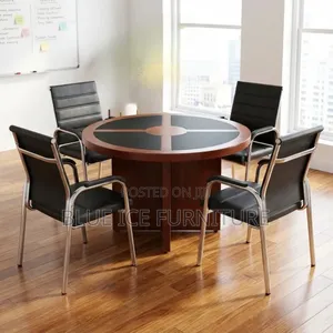 Mahogany Round 4 Seater Meeting Table