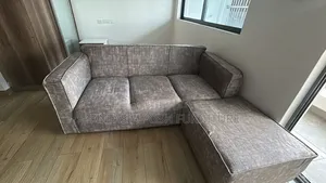 Grey 3-Seater Sofa With Long Ottoman