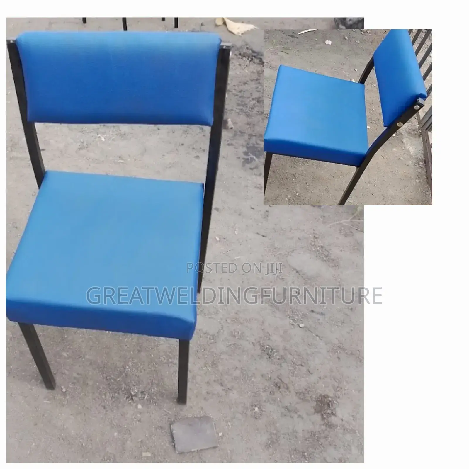 Blue Katerina Chair With a Metallic Frame
