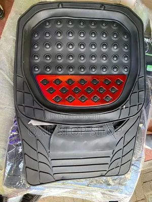 Black Bucket Designed Floor Mats With Red Patch Pattern