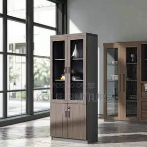 Office Cabinet; Two Doors Executive Cabinet With Upper Glass View