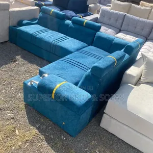 Modern Blue 6 Seater L-Shaped Sofa
