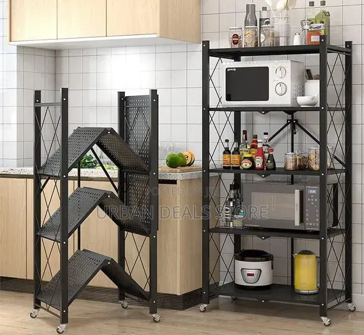 5 Tier Big Size Foldable Kitchen Rack With Wheels