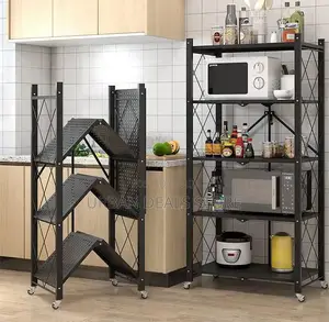 5 Tier Foldable Kitchen Rack With Wheels