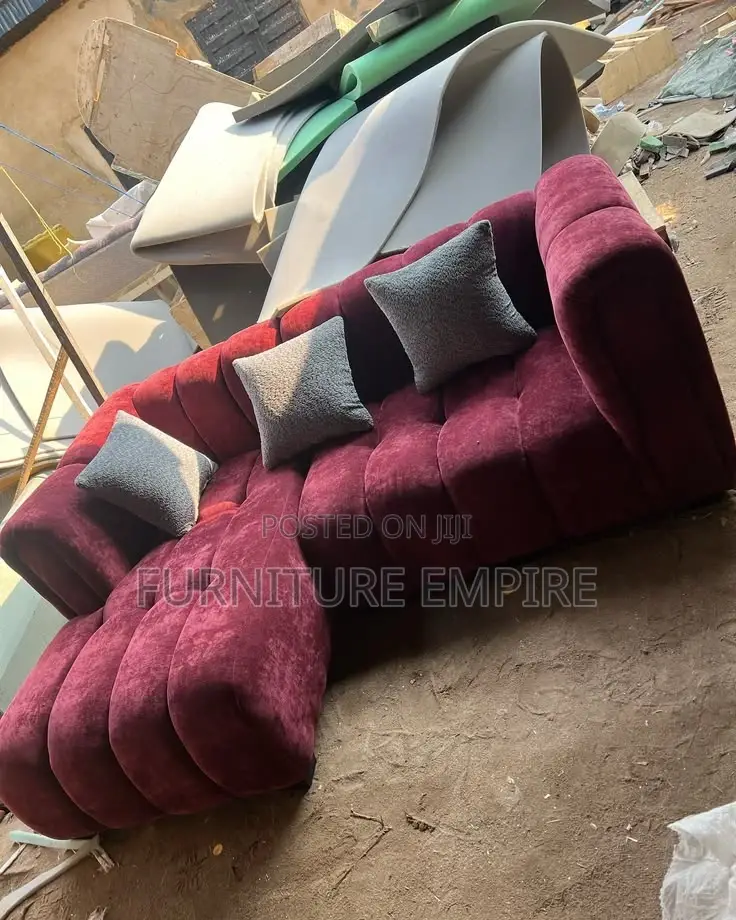 Burgundy Tufted Sectional