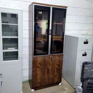 Brown Tall Office Storage Cabinet