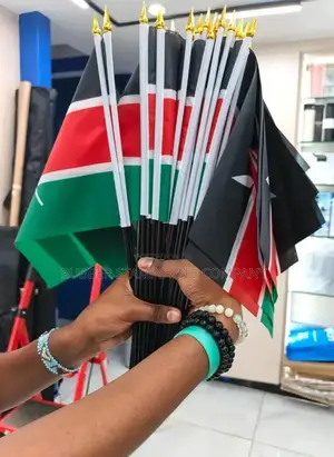 Handheld Kenyan Flag With Pole