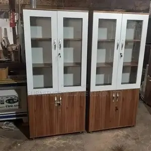 2-Door Half Glass Wooden Document Storage Unit
