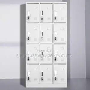 12-Door's White Metallic Gym Storage Locker