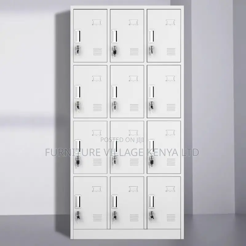 12-Door's White Metallic Gym Storage Locker