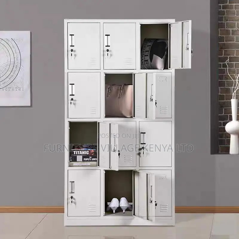 12-Door's White Metallic Gym Storage Locker