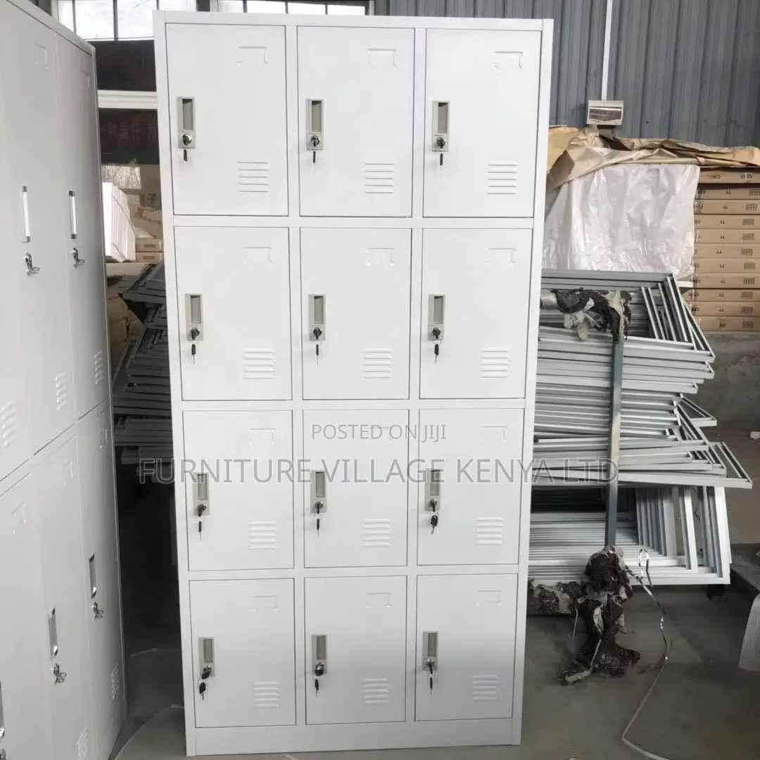 12-Door's White Metallic Gym Storage Locker
