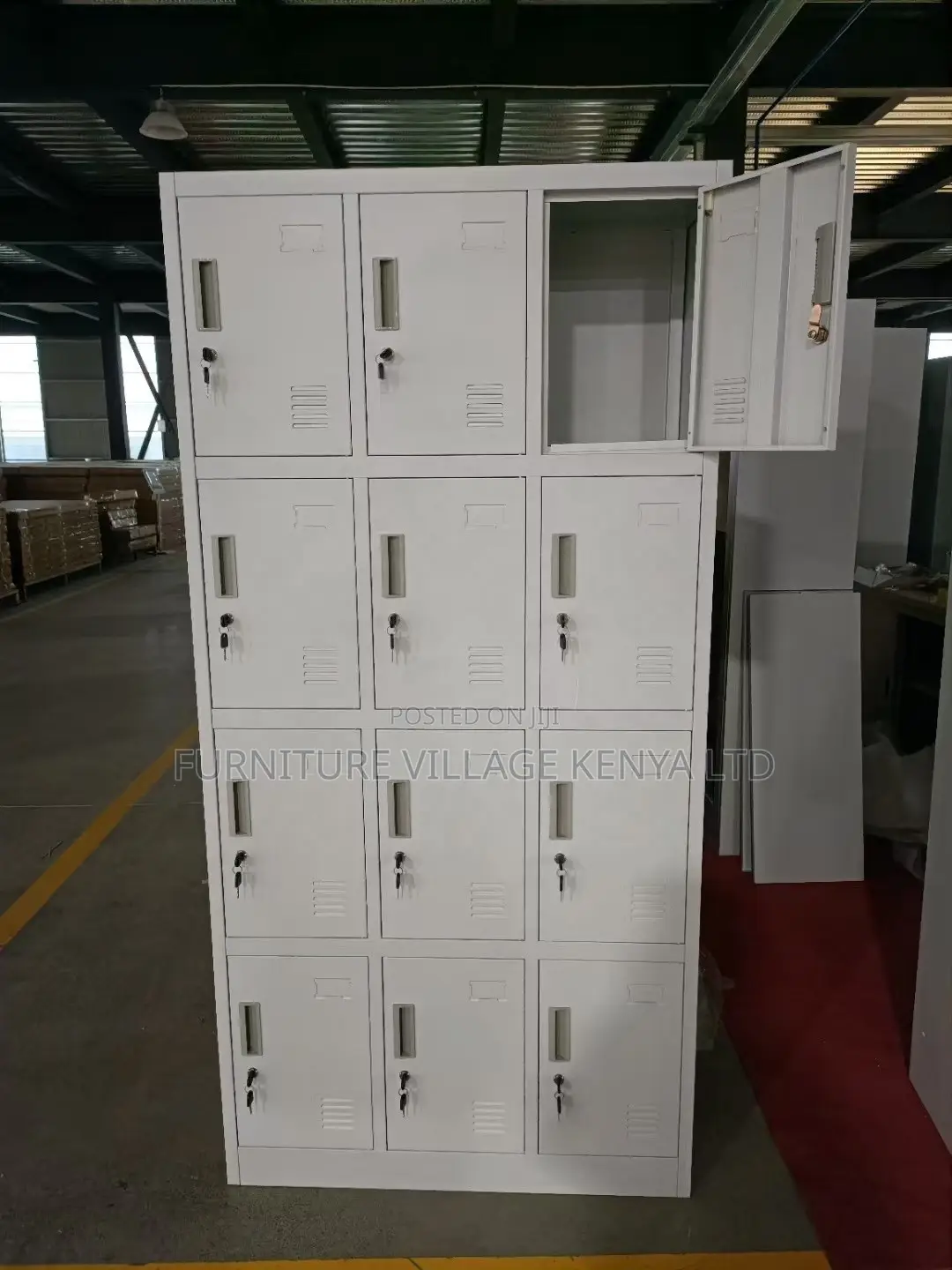12-Door's White Metallic Gym Storage Locker