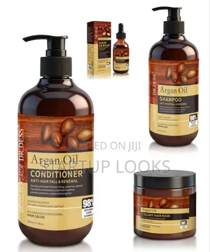 4 in 1 Argan Oil Shampoo, Conditioner, Hair Mask, Oil + Free Hairclips