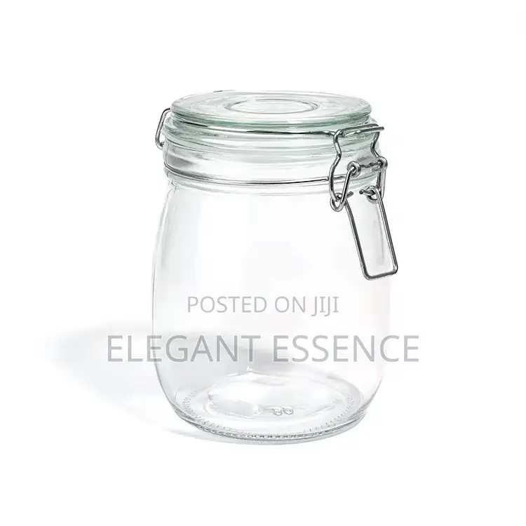 Airtight Square Large Glass Storage Jars for Tea,Coffee,Sugar -750ml