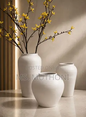 Aesthetic White Minimal White Decorative Vase Set (3pcs)