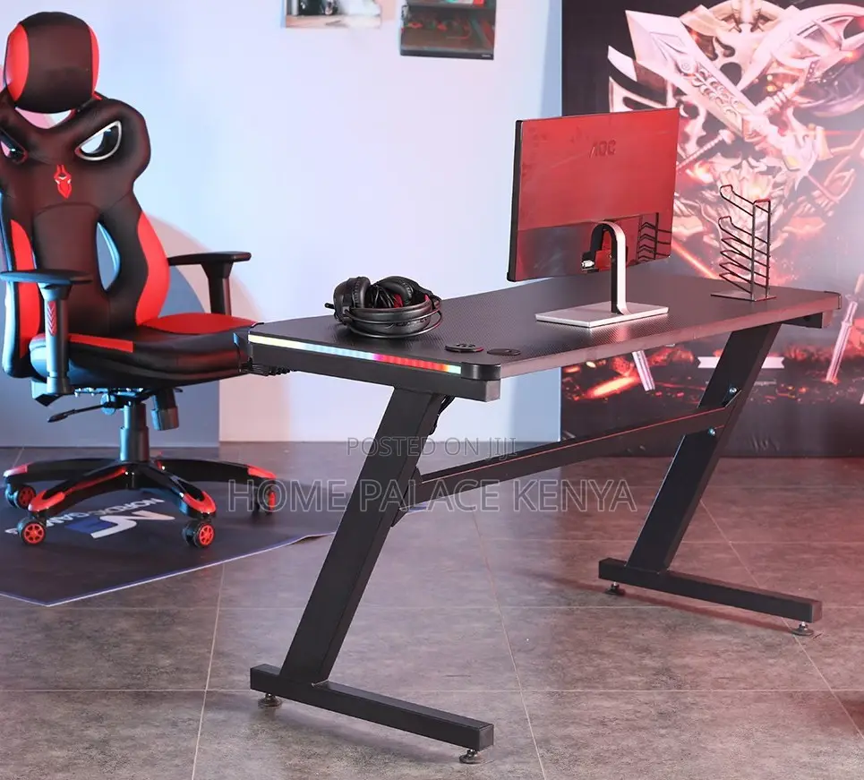 Gaming Table: 1.2m Led Light Gaming Computer Table